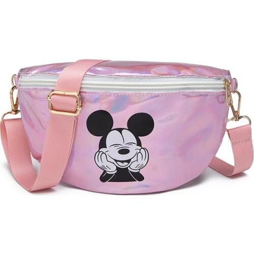 Hot Sale Fashion Childrens Laser Bag Disney Kawaii PVC Crossbody Bags for Women Girls Mickey Minnie Printed Purse Phone Bag
