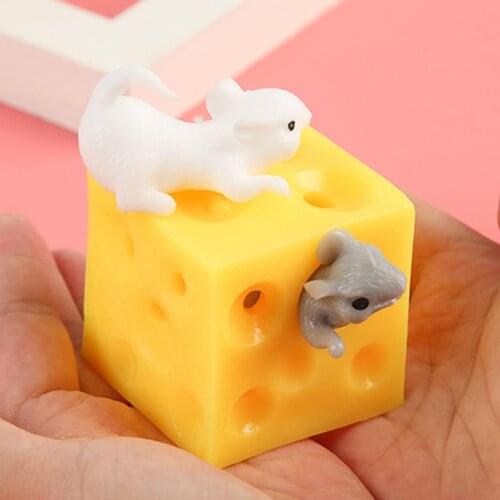 Cartoon Mouse Cheese Children Squeeze Decompression Doll Prank Relief Vent Toy