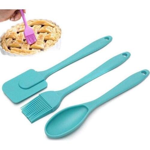 2020 Silicone Spatula Set Heat-Resistant Spatulas & Baking Spoon Basting Brush Cooking Utensil Set of 3(Random Color)