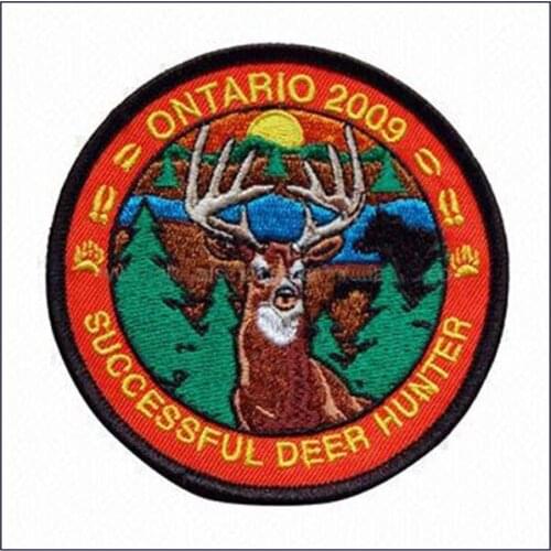 Embroidered Successful Deer Hunter Patches Custom Woven Clothing Labels PVC Backing Suitable for Promotional Gifts MOQ50pcs
