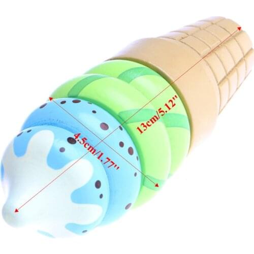 2021 New Wooden Food Magnetic Pretend Play Connected Ice Cream Children Kid Gift Toy Game