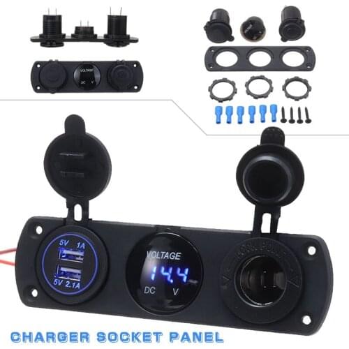 New Arrival Car Charger Outlet Plug Adapter LED Voltmeter 12V-24V Dual USB Charger Power Socket Panel Car Interior Parts