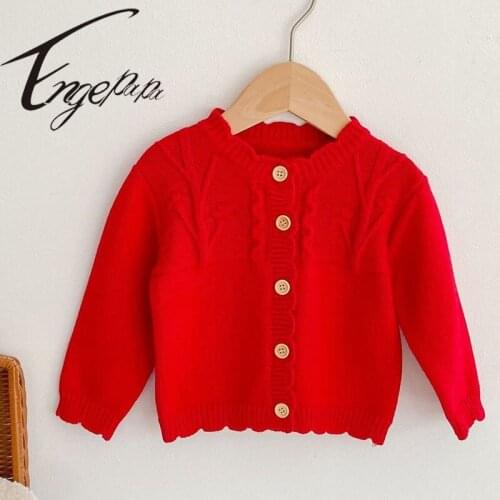 Engepapa Pure Color Long Sleeve Knitted Cardigan Spring Winter Kids Knitted Cardigan Jacket Baby Girl Sweater Coat