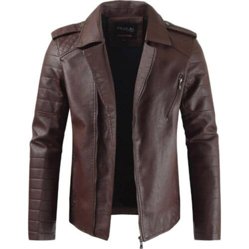 Autumn faux leather jacket mens leather coat lapel Epaulette Lingge locomotive men slim jackets jaqueta de couro fashion B