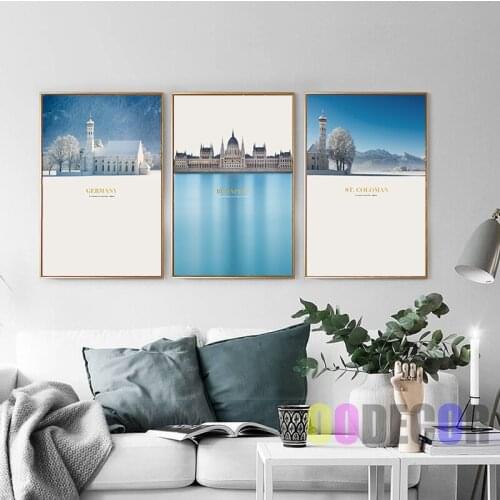 Posters And HD Printing Art The Bavarian Alps Of Germany Canvas Painting Snow Landscape Wall Pictures Nordic Decoration