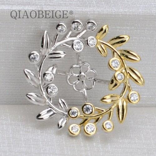 QIAOBEIGE 2pcs/lot s925 stearing sliver handmade Pendant Necklace fittings diy pearl mounts flower for Women Jewelry Fashion