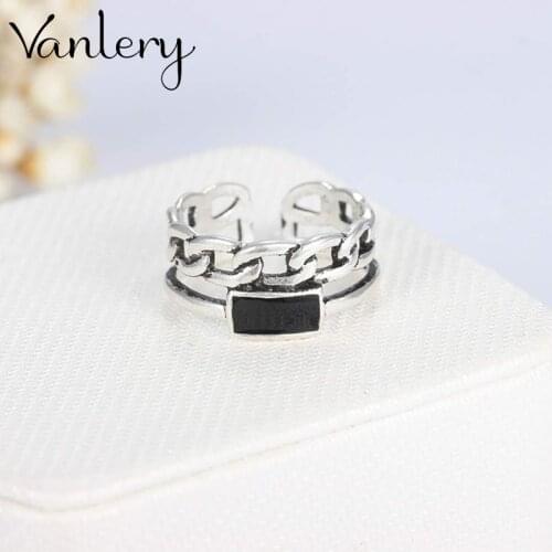 Romantic Charming Open Black Chains Ring for Women Vintage Boho Party Rings Gothic Punk Jewelry Gifts for Girls
