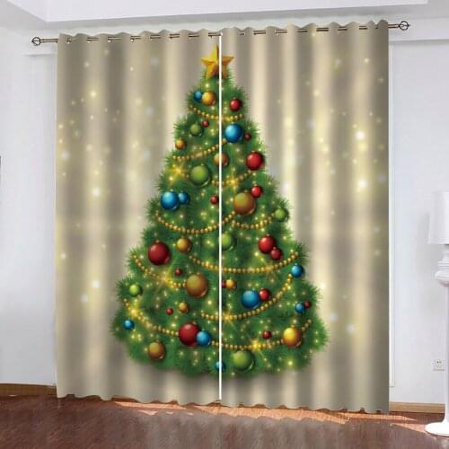 Customized size Luxury Blackout 3D Window Curtains For Living Room gold tree christmas curtains Decoration curtains
