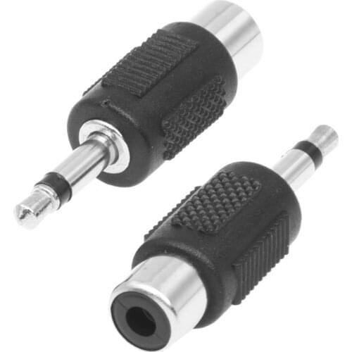 Retail 3.5mm Mono Male to RCA Female Audio Adapter Coupler 2 Pcs