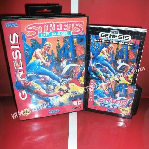 Sega MD game - Streets of rage with Box and Manual for 16 bit Sega MD game Cartridge Megadrive Genesis system