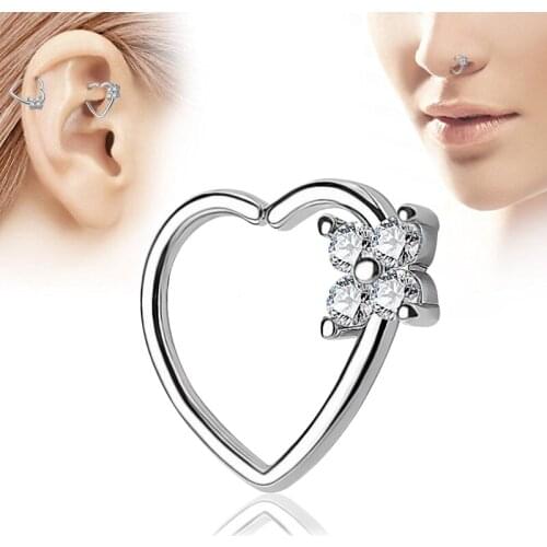 2pcs CZ Hoop Nose Ring Septum Earrings Brincos Tragus Cartilage Helix Earring For Women Sexy Piercing Jewelry Oreja