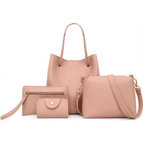 4pcs Fashion PU Leather Ladies Purse Womens Handbag Set Wallet Pouch Bags For women Solid Color Shoulder Messenger Bag