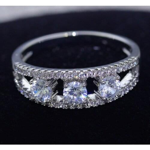 Couple Wedding Ring Fashion Simple Hollow Silver Plated Square Cubic Zirconia Ring Women Ring Birthday Jewelry For Girlfriend