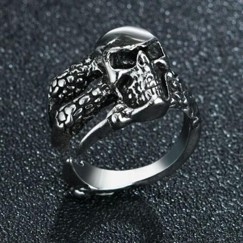 Vintage Exaggerated Skull Ring Mens Gothic Street Hiphop Fashion Metal Jewelry Accessories Gift