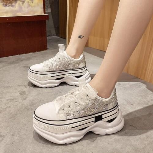 Inner Increased Mesh, Breathable, Comfortable, Exquisite Rhinestone Laces, Casual Womens Single Shoes, Summer Hot Sale