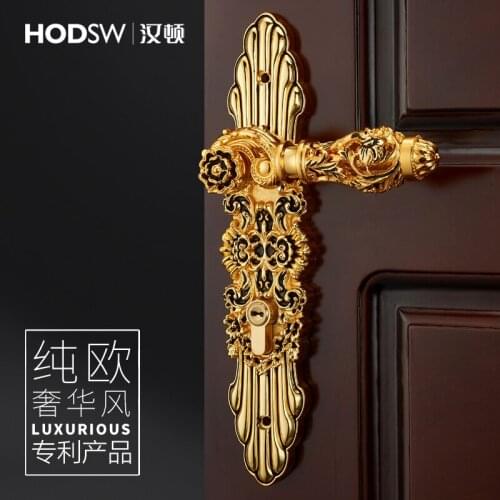 Zinc alloy European door lock carved interior wooden door lock