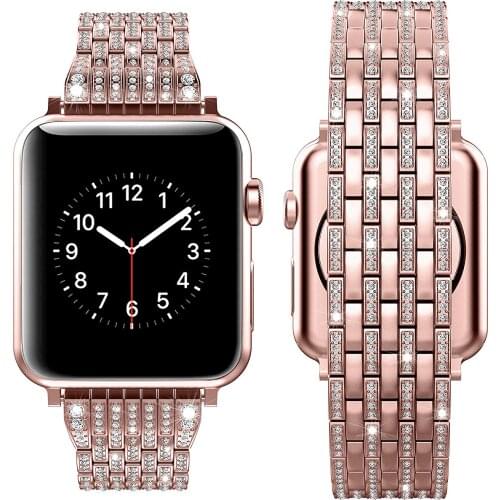 Women Diamond strap For Apple Watch Bands 38mm 42mm 40mm 44mm Series 5 4 Luxury Stainless Steel Strap for iWatch 3 2 1 Bracelet