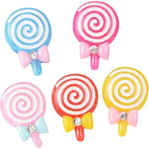 10/30/50Pcs/Bag Resin Point Diamond Lollipop Miniature Food Art Cabochons For Bows DIY Decoration Phone Decoration Accessories