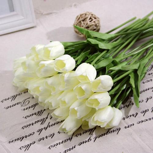 10pcs/lot White Tulip Artificial Flower 2017 Real Touch Flowers Home Decoration Wedding PU Artificial bouquet Decorative Flowers