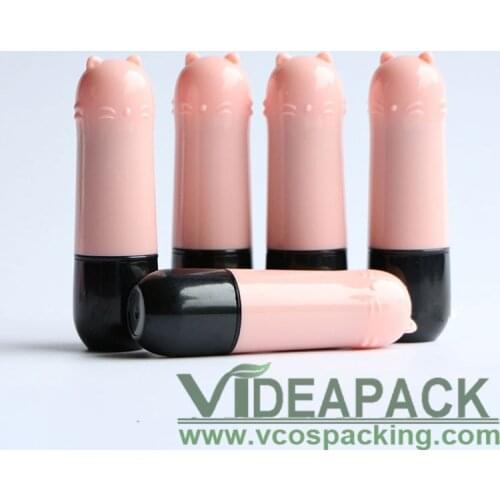 100pcs 3.5 g pink plastic lipstick tube / Cartoons mini DIY lip balm tube / inner cup size 12.1mm empty lipstick tube packing