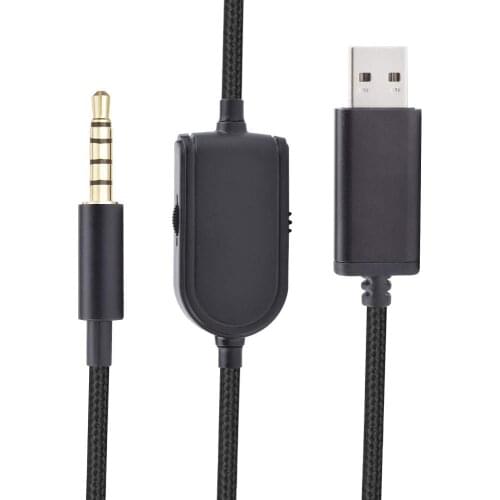 2M USB Type A Braided Cable Extension Cord Mic Mute Volume Control Clip For Logitech Astro A10 A40 TR A30 A50 Gaming Headsets