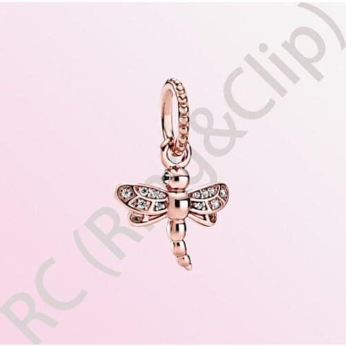 2020 New Arrival S925 Sterling Silver Beads Sparkling Dragonfly Pendant Charms fit Original Pandora Bracelets Women DIY Jewelry