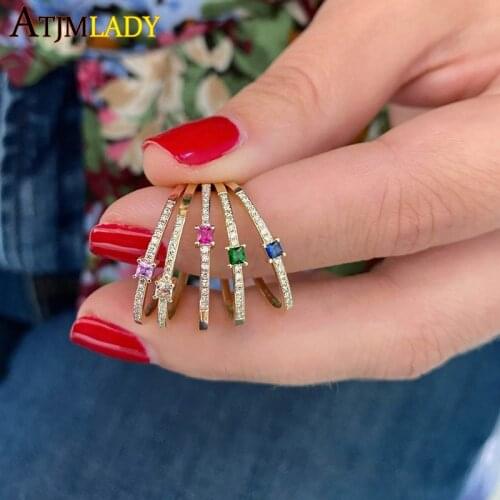 2021 Summer New Baguette Square CZ Band Eternity Ring Gold Color US Size 6 7 8 Fashion Colorful 5A Cubic Zirconia Finger Rings