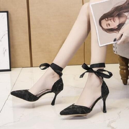 2021 spring and summer new ladies stiletto high heels sexy fairy style pointed shallow mouth sandals