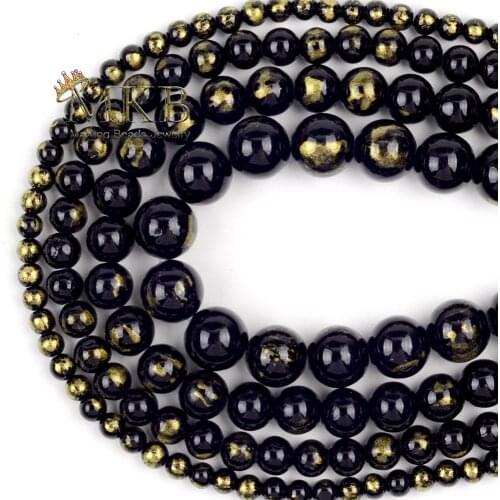 4 6 810mm Natural Stone Beads Black Turquoises Jades Diy Charms Round Beads For Jewelry Making Bracelet Necklace Accessories 15"