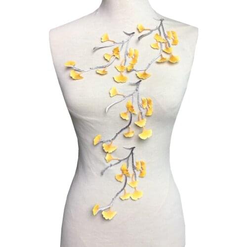 4pc Ginkgo Embroidered Clothes Sticker Leaf Embroidery Patch Iron On Patches For Clothing Parches Bordados Ropa AC1528
