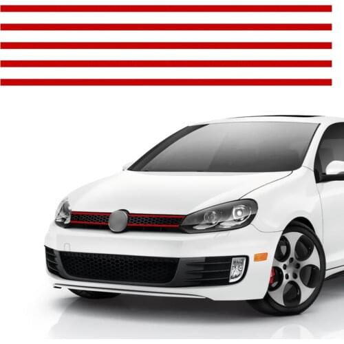 5pcs Red Car Stickers Reflective Strips Front Hood Grille Mouldings Auto Accessories Decoration For VW Golf 6 7 Tiguan POLO GTI