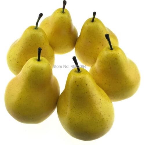 Gresorth 6pcs Artificial Pear Decoration Fake Fruit Lifelike Simulation Food Home Party Kitchen Photography Props