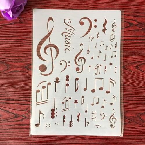 A4 musical note DIY Stencils Wall Painting Scrapbook Coloring Embossing Album Decorative Paper Card Template,wall letter cake