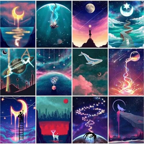 EverShine Diamond Embroidery 5D Full Square Landscapae Diamond Painting Moon Picture Rhinestones Cross Stitch Mosaic Wall Art