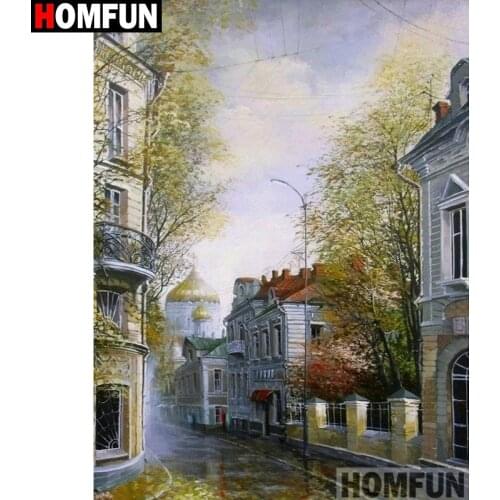 HOMFUN Diy Diamond Painting Cross Stitch Set "House landscape" Home Decor Square Round Diamond Embroidery 5D Needlework A17882