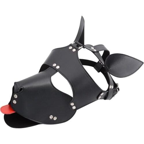 BDSM Head Bondage Dog Headgear Face Mask Hood Slave Restraint Halloween Party Masquerade Cosplay Hen Night Accessories
