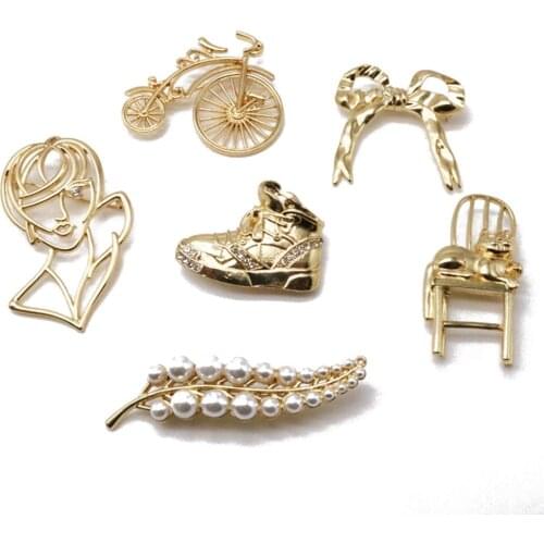 Cute Design Abstract Alloy Leaf Shoe Bow Charm Brooch