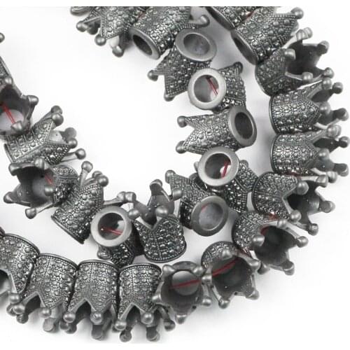 5pcs 13mm Matte Natural Black Hematite Stone Beads Emperor Crown Loose Spacer Beads For Jewelry Making Diy bracelet Accessories