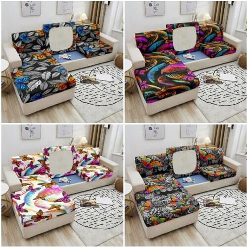 Colorful Butterfly Sofa Seat Cover Sofa Cushion Cover For Chaise Longue Slipcover Elastic Couch Sofa Cover 1-4 Seater