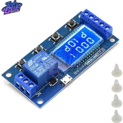 Dual Display LCD Screen Digital Time Delay Relay 12V 10A Adjustable Timing Relay Control Switch with Micro USB Interface DC5-30V