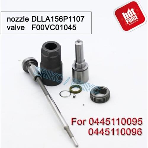ERIKC 0 445 110 095 Diesel Injector Overhaul Kits Auto Parts Fuel Nozzle DLLA156P1107 Control Valve F00VC01045 O-Ring, Ball Seat