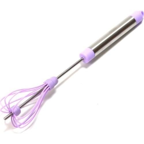 Kitchen Baking Toolscake toolsbaking tools Stainless Steel Egg Beater，Hand Whisk Flour Mixer Purple with Silver Comfortable