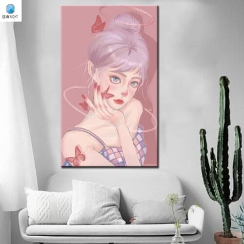 Modern beauty girl diy oil painting by numbers digital oil painting on canvas diy digital painting anime poster