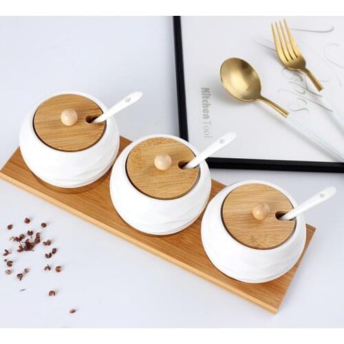 Ceramic seasoning pot wavy department store creative kitchen seasoning can restaurant seasoning box sugar canister set kitchen