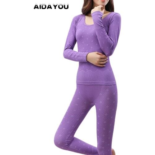 Womens Underwear Sets Print Luxury Long John Thermal Tops and Bottom Suit Winter Slim Lingerie ouc691