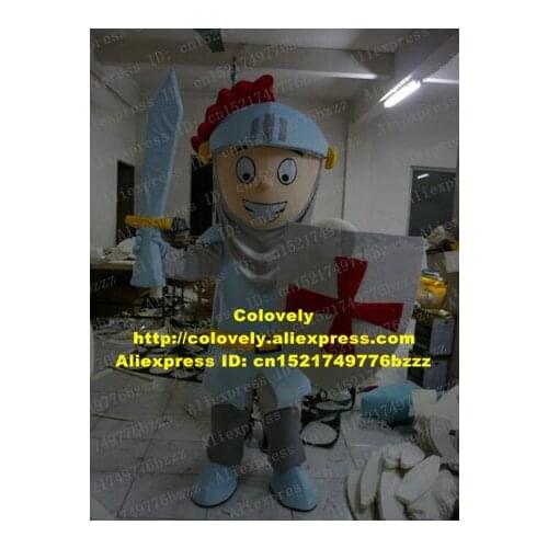 Handsome Pink Soldier Warrior Fighter Knight Bodyguard Mascot Costume With Blue Corselet Bright White Eyes Smile No.7527 FS