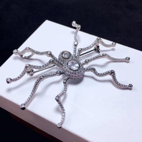 Hyperbole men jewelry insect spider brooch pins 925 sterling silver fine men jewelry free shipping 65*77MM