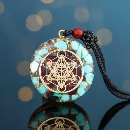 Orgone Pendant Necklace Metatron Cube Orgonite Energy Pendant 7 Chakras Reiki Healing EMF Protection Crystal Necklace