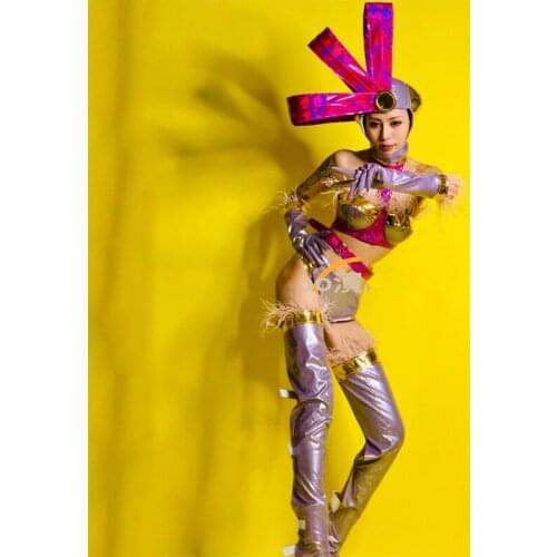 Festival Clothing For Women Adult Nightclub Djds Stage Performance Purple Costumes Female Jazz Gogo Pole Dance Clothes DWY6075