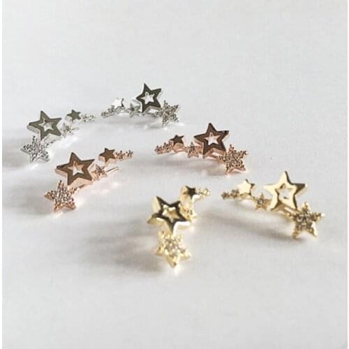 Simple and Elegant Womens Star Drop Earrings Shiny White Zircon Exquisite Versatile Earring Female Fashion Jewelry